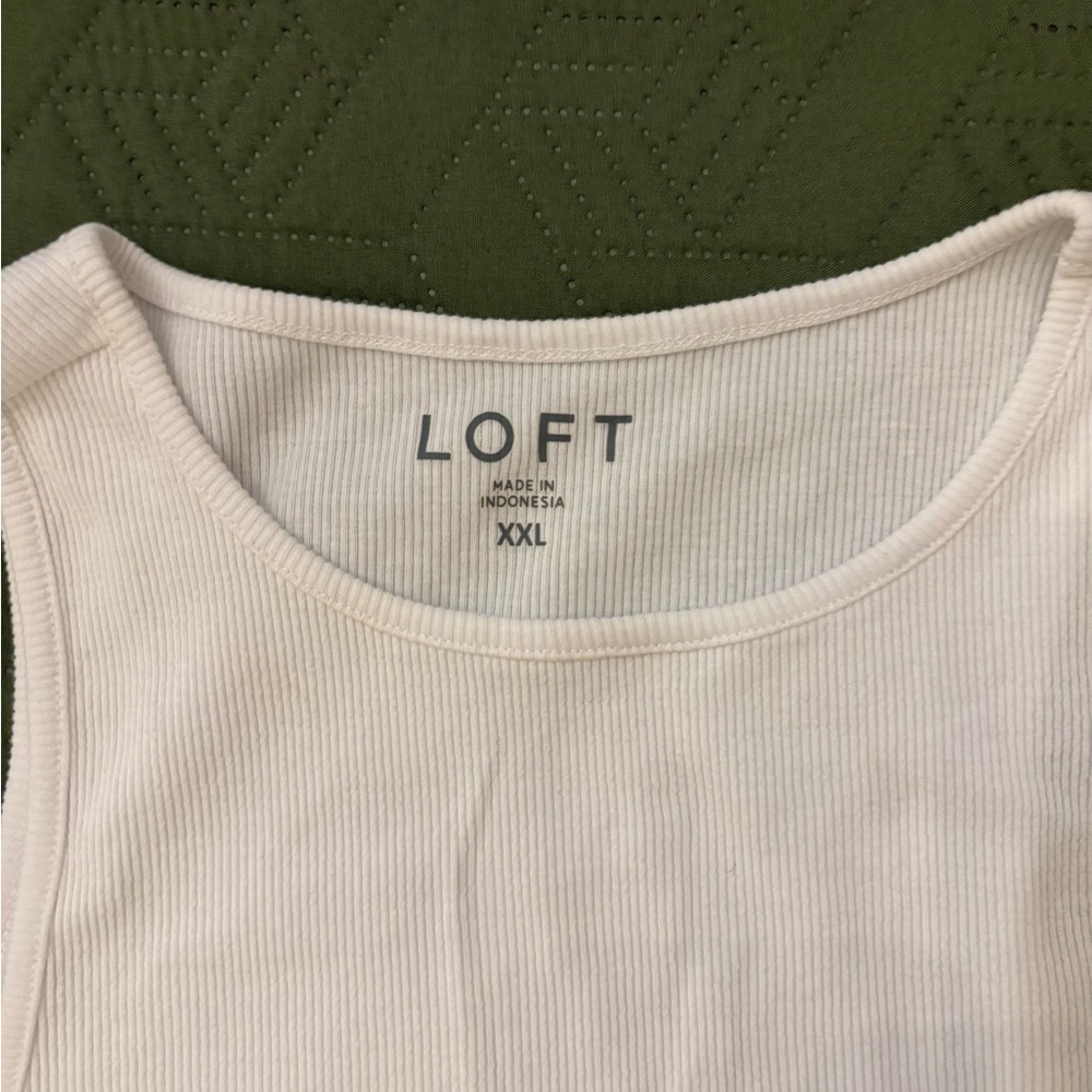 LOFT Cream Ribbed Tank Top - Picture 2 of 4